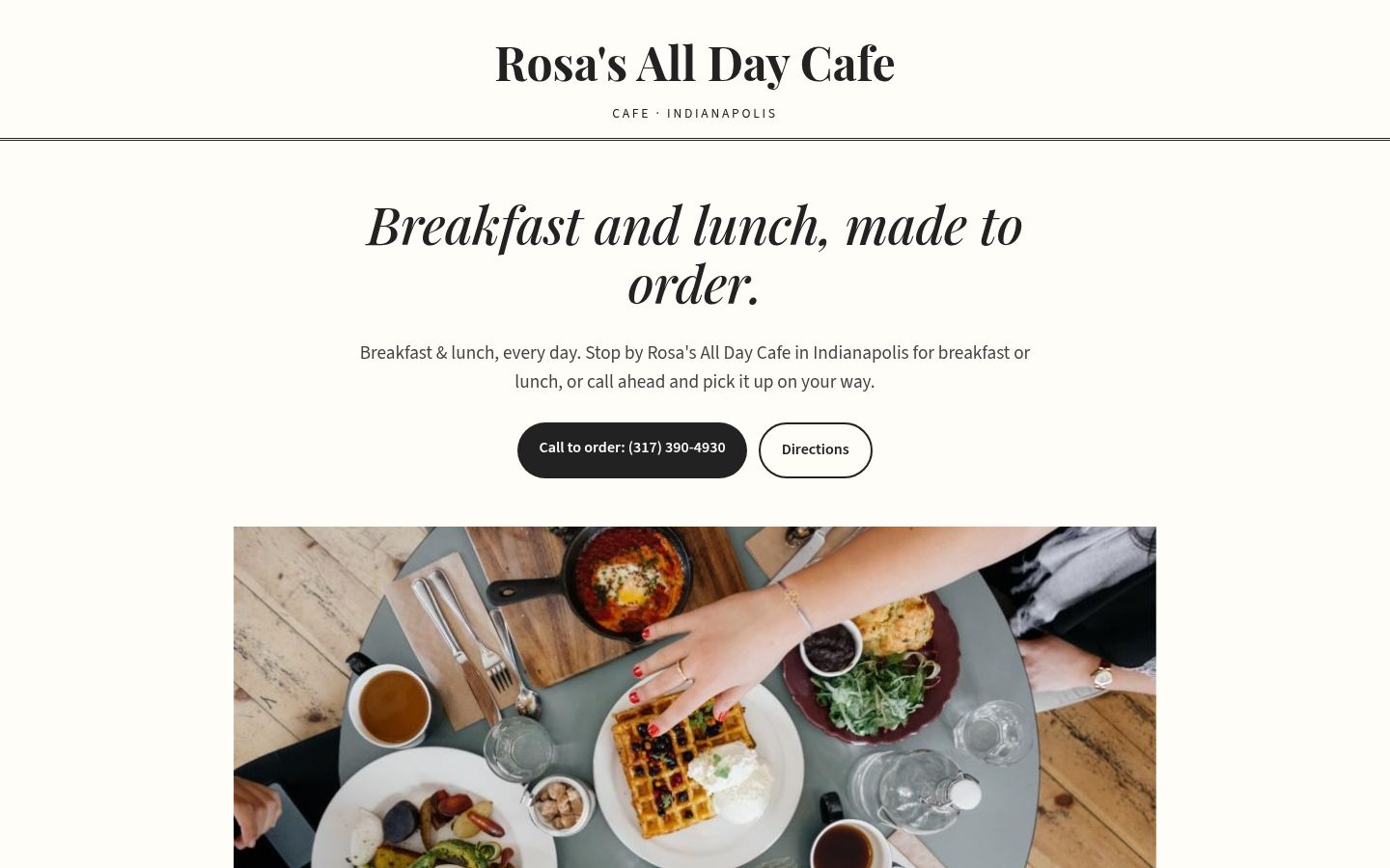 Preview site for Rosa's All Day Cafe